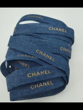 CHANEL Blue Denim Logo Ribbon 5 Yards Limited Edition Collector Colorway RARE